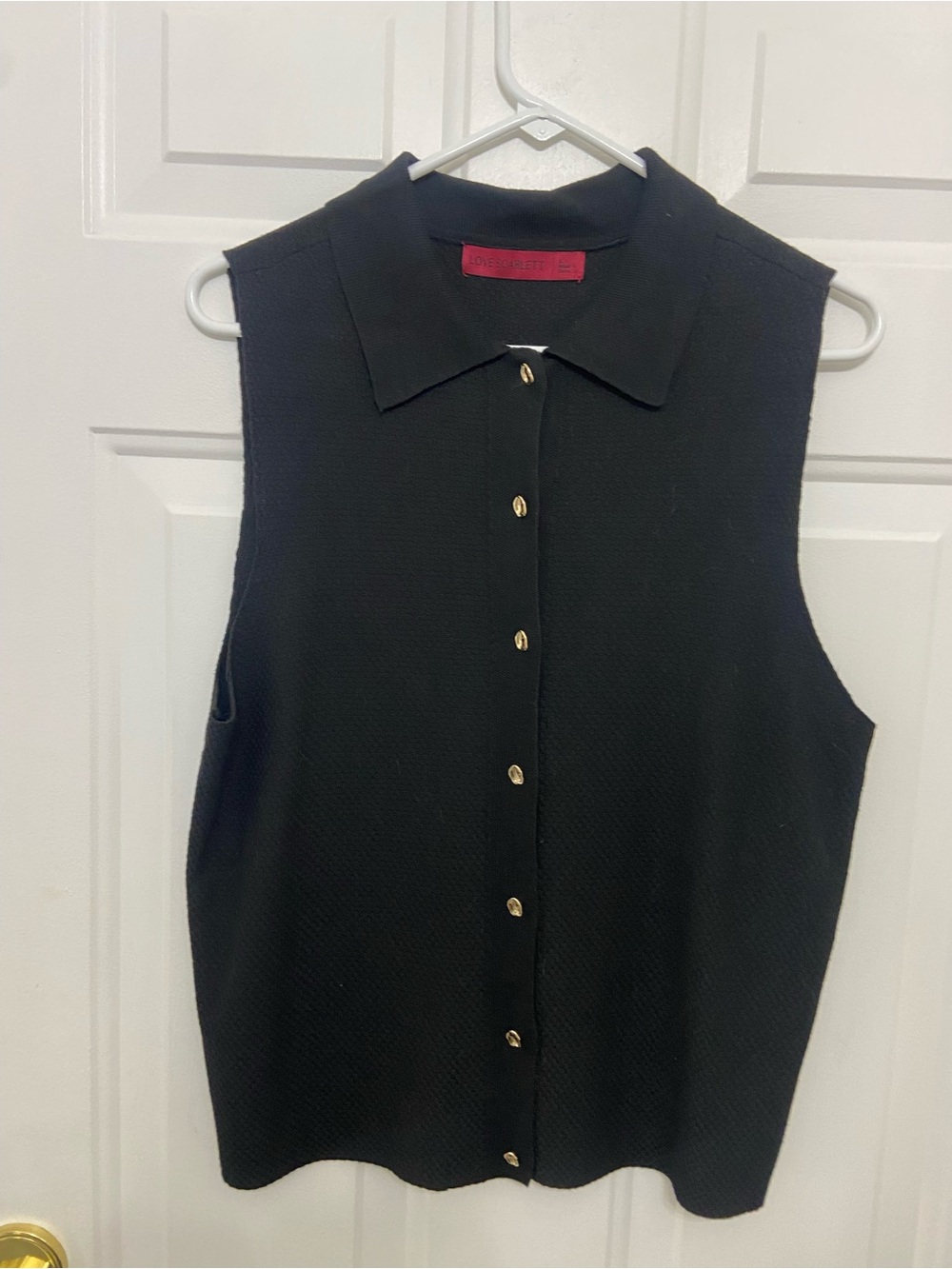 Love Scarlett Sleeveless Black Button-Front Knit